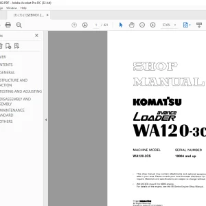 Komatsu WA120-3CS Avance Loader Shop Manual SEBM012402 -  PDF DOWNLOAD