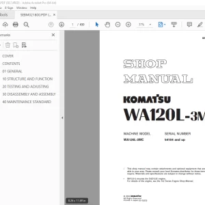 Komatsu WA120L-3MC Wheel Loader Shop Manual SEBM021800 - PDF DOWNLOAD 