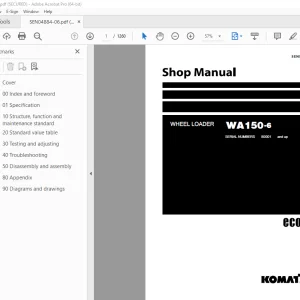 Komatsu WA150-6 Wheel Loader Shop Manual SEN04884-06 - PDF DOWNLOAD 