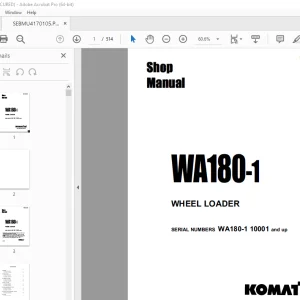 Komatsu WA180-1 Wheel Loader Shop Manual SEBMU4170105 PDF