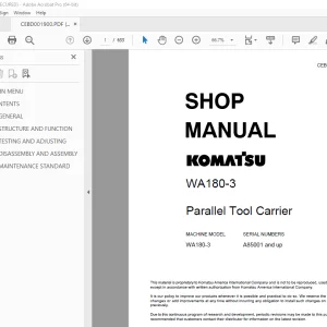Komatsu WA180-3 Parallel Tool Carrier Shop Manual CEBM001900 PDF