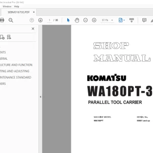 Komatsu WA180PT-3 Parallel Tool Carrier Shop Manual SEBM016700 PDF