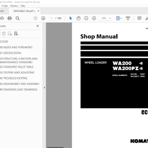 Komatsu WA200-6 WA200PZ-6 Wheel Loader Shop Manual SEN03862-06 PDF