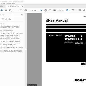 Komatsu WA200-6 WA200PZ-6 Wheel Loader Shop Manual SEN03862-10 PDF