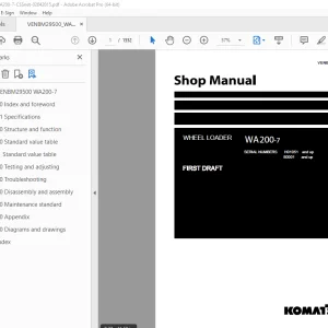 Komatsu WA200-7 Wheel Loader Shop Manual VENBM29500 PDF