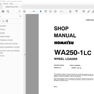 Komatsu WA250-1LC Wheel Loader Shop Manual CEBMW18020 PDF