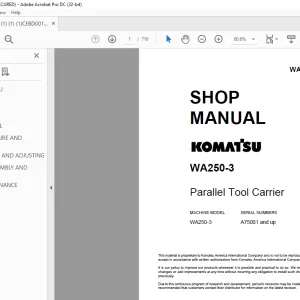 Komatsu WA250-3 Shop Manual CEBM001801  - PDF DOWNLOAD