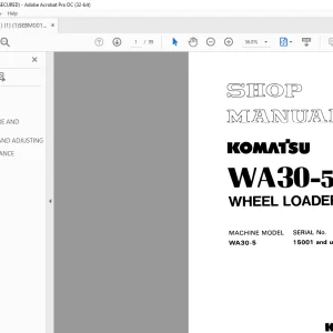 Komatsu WA30-5 Wheel Loader Shop Manual SEBM001500 -  PDF DOWNLOAD