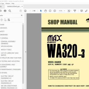 Komatsu WA320-3 Wheel Loader Shop Manual SMEW3200M0 PDF