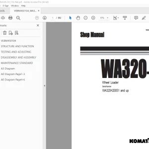 Komatsu WA320-3 Wheel Loader Shop Manual VEBM450104 PDF
