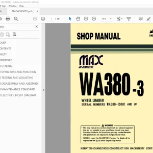 Komatsu WA380-3 Wheel Loader Shop Manual SMEW3800T0 PDF