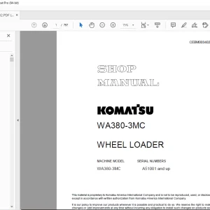 Komatsu WA380-3MC Wheel Loader Shop Manual CEBM003402 - PDF DOWNLOAD