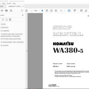Komatsu WA380-5 Wheel Loader Shop Manual SEBM024712 PDF
