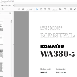 Komatsu WA380-5 Wheel Loader Shop Manual SEBM024716 PDF