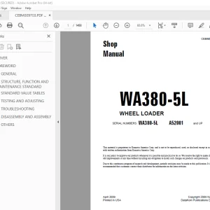 Komatsu WA380-5L Wheel Loader Shop Manual CEBM009703 PDF