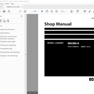 Komatsu WA380-6 Wheel Loader Shop Manual VEBM440102 PDF