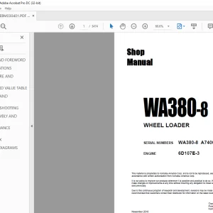 Komatsu WA380-8 WHEEL LOADER Shop Manual CEBM030401 - PDF DOWNLOAD