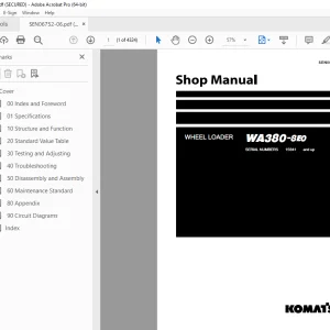 Komatsu WA380-8E0 Wheel Loader Shop Manual SEN06752-06 PDF