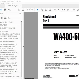 Komatsu WA400-5H Wheel Loader Shop Manual VEBM210100 PDF  