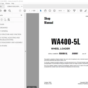 Komatsu WA400-5L Wheel Loader Shop Manual CEBM010002 PDF