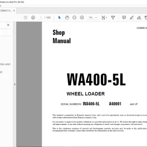 Komatsu WA400-5L Wheel Loader Shop Manual CEBM010002 - PDF DOWNLOAD