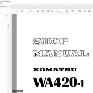 Komatsu WA420-1 Wheel Loader Repair Shop Manual JEBM000200 PDF
