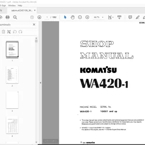 Komatsu WA420-1 Wheel Loader Shop Manual SEBMU420106 - PDF DOWNLOAD 
