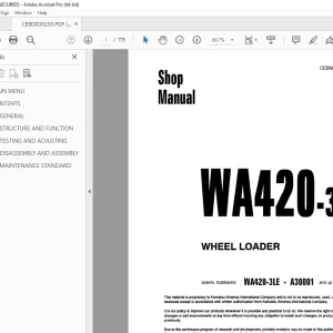 Komatsu WA420-3 Wheel Loader Shop Manual CEBM000200 PDF