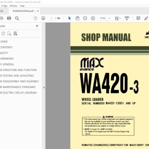 Komatsu WA420-3 Wheel Loader Shop Manual SMEW4200M0 PDF