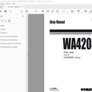 Komatsu WA420-3 Wheel Loader Shop Manual VEBM470104 PDF