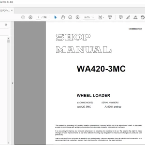 Komatsu WA420-3MC Wheel Loader Shop Manual CEBM003502 - PDF DOWNLOAD