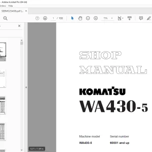 Komatsu WA430-5 Wheel Loader Shop Manual SEBM025408 PDF DOWNLOAD
