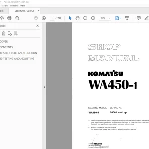 Komatsu WA450-1 Wheel Loader Shop Manual SEBM001700 PDF  