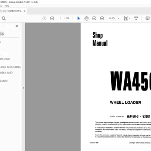 Komatsu WA450-3 WHEEL LOADER Shop Manual SEBM015501 - PDF DOWNLOAD