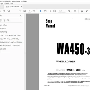 Komatsu WA450-3 Wheel Loader Shop Manual SEBM015501 PDF