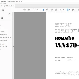 Komatsu WA470-1 Shop Manual  SEBMU4210106 - PDF DOWNLOAD
