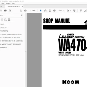 Komatsu WA470-3 AVANCE Loader Custom Shop Manual SMEW4700K0 PDF