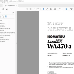 Komatsu WA470-3 Avance Loader Shop Manual SEBM006307 - PDF DOWNLOAD