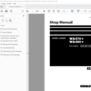 Komatsu WA470-6 WA480-6 Wheel Loader Shop Manual PDF