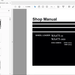 Komatsu WA475-10, WA475-10E0 Wheel Loader Shop Manual PDF