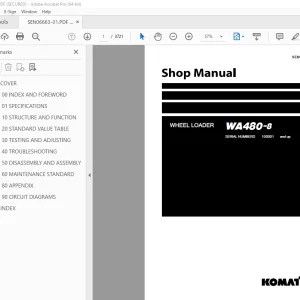 Komatsu WA480-8 Wheel Loader Shop Manual SEN06663-01 PDF