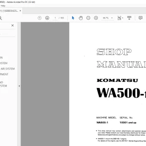 Komatsu WA500-1 Shop Manual SEBM04250107 - PDF DOWNLOAD