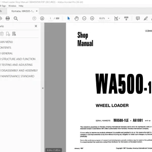 Komatsu WA500-1 Wheel Loader Shop Manual CEBM000500 PDF