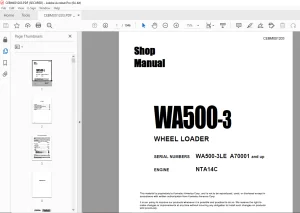 Komatsu WA500-3 WHEEL LOADER Shop Manual CEBM001203 PDF