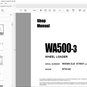 Komatsu WA500-3 WHEEL LOADER Shop Manual CEBM001203 PDF