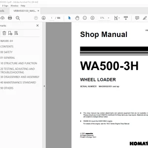 Komatsu WA500-3H Wheel Loader Shop Manual VEBM500100 PDF