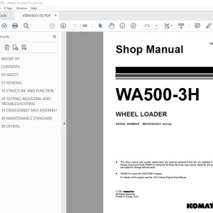 Komatsu WA500-3H Wheel Loader Shop Manual VEBM500100 PDF