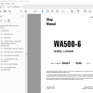 Komatsu WA500-6 Wheel Loader Shop Manual CEBM022903 PDF