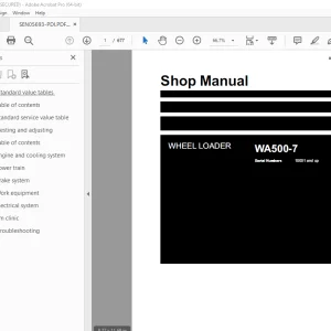 Komatsu WA500-7 Wheel Loader Shop Manual SEN05693–PDI PDF