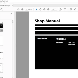 Komatsu WA500-7 Wheel Loader Shop Manual VENBM46500 PDF DOWNLOAD